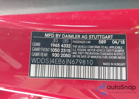 2018 Mercedes-Benz Cla 250 from USA, damaged, VIN WDDSJ4EB6JN679810